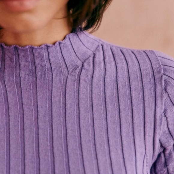 Sezane purple ribbed Edwin mock neck sweater - Picture 3 of 3